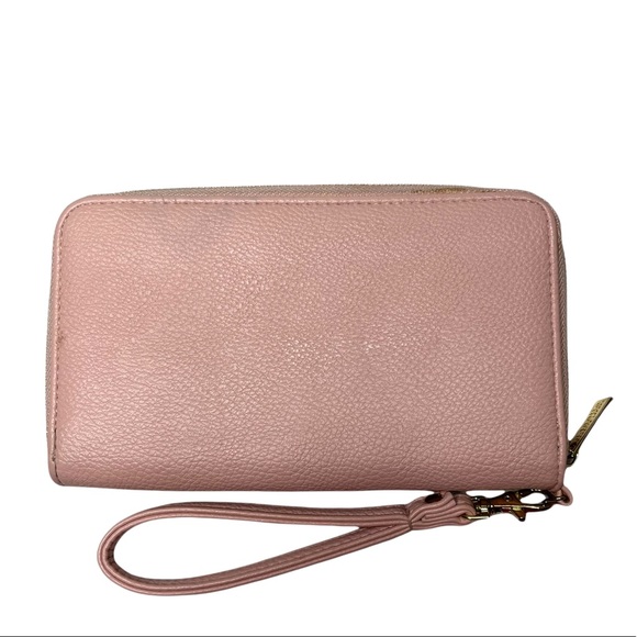 Nanette Lepore Wristlet Wallet Light Pink Vegan Leather Zip Around - Picture 3 of 6